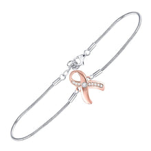 Load image into Gallery viewer, Pink Ribbon Diamond Awareness Bracelet - Sterling Silver Fashion Jewelry  Side View 2 from Splendid Jewellery