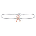 Pink Ribbon Diamond Awareness Bracelet - Sterling Silver Fashion Jewelry  Top View from Splendid Jewellery