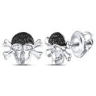 Pirate Skull Crossbones Black Diamond Stud Earrings - Bold and Mysterious Treasure - Splendid Jewellery
