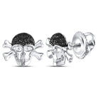 Pirate Skull Crossbones Black Diamond Stud Earrings - Bold and Mysterious Treasure - Splendid Jewellery