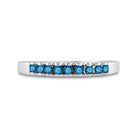 Princess Blue Diamond Ribbed Band Ring in 10kt White Gold - Splendid Jewellery