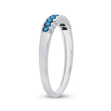 Load image into Gallery viewer, Princess Blue Diamond Ribbed Band Ring in 10kt White Gold - Splendid Jewellery