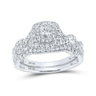 Princess Brilliance: 10kt White Gold Diamond Halo Bridal Wedding Ring Band Set - Splendid Jewellery