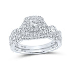 Princess Brilliance: 10kt White Gold Diamond Halo Bridal Wedding Ring Band Set - Splendid Jewellery