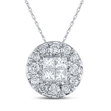 Load image into Gallery viewer, Princess Brilliance: 14kt White Gold Diamond Cluster Pendant - Top View