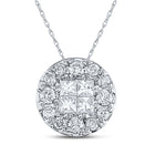 Princess Brilliance: 14kt White Gold Diamond Cluster Pendant - Top View