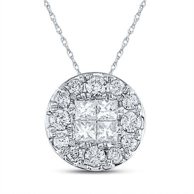 Princess Brilliance: 14kt White Gold Diamond Cluster Pendant - Top View