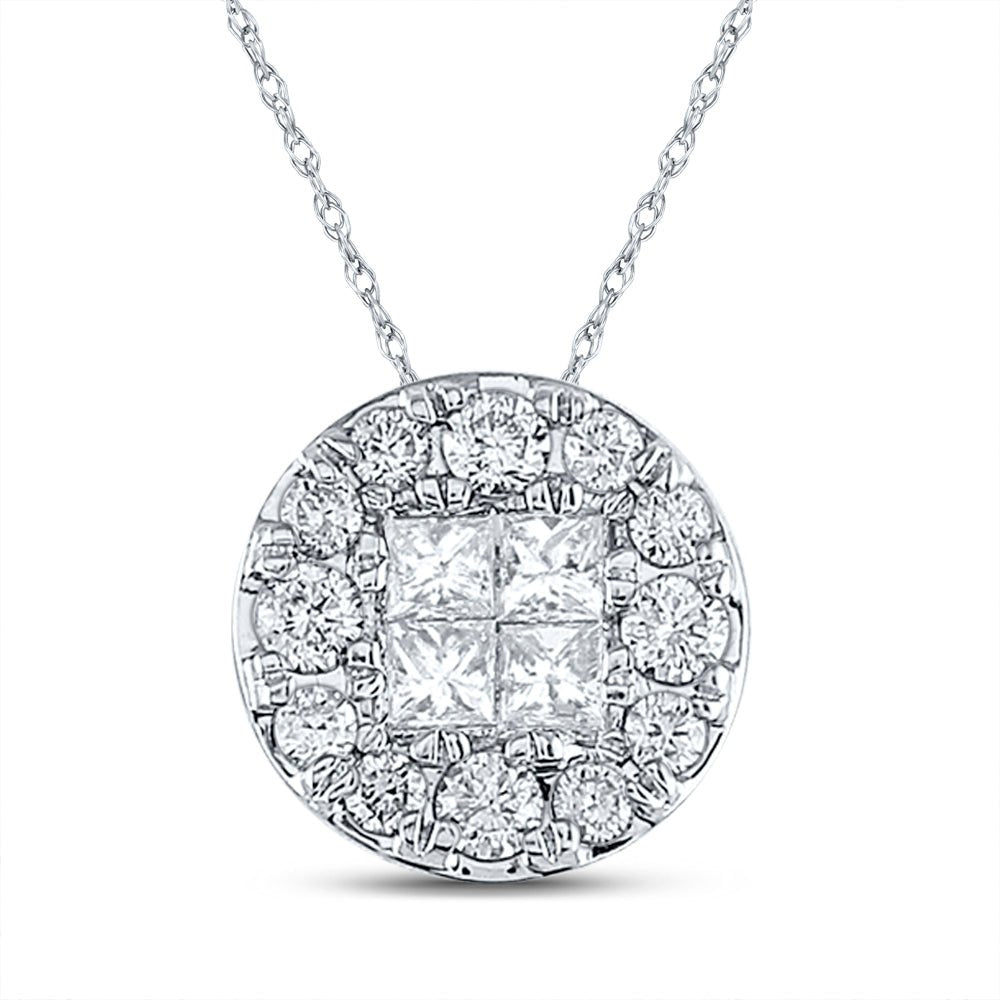 Princess Brilliance: 14kt White Gold Diamond Cluster Pendant - Splendid Jewellery