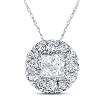 Load image into Gallery viewer, Princess Brilliance: 14kt White Gold Diamond Cluster Pendant - Splendid Jewellery
