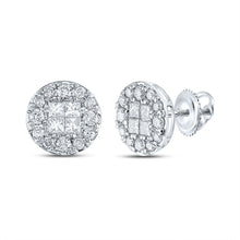 Load image into Gallery viewer, Princess Brilliance: 14kt White Gold Diamond Cluster Pendant - Side View