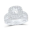 Princess Brilliance: 14kt White Gold Diamond Halo Bridal Wedding Ring Band Set - Splendid Jewellery