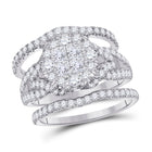 Princess Brilliance 2 Carat Diamond Wedding Ring Band Set - Top View