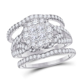 Princess Brilliance 2 Carat Diamond Wedding Ring Band Set - Top View