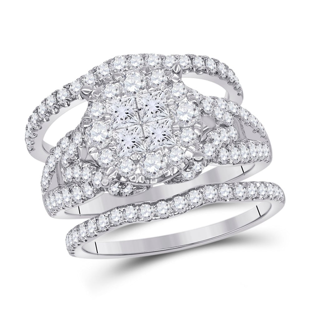 Princess Brilliance 2 Carat Diamond Wedding Ring Band Set - Splendid Jewellery