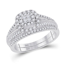 Load image into Gallery viewer, Princess Diamond Brilliance White Gold Bridal Wedding Ring Set - Splendid Jewellery