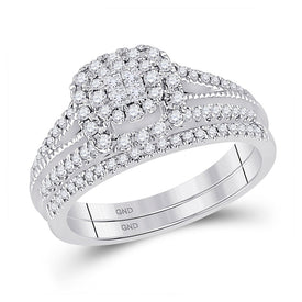 Princess Diamond Brilliance White Gold Bridal Wedding Ring Set - Splendid Jewellery