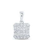 Princess Diamond Cluster Pendant | 10kt White Gold Square Pendant 5/8 Cttw | Splendid Jewellery - Splendid Jewellery