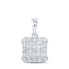 Load image into Gallery viewer, Princess Diamond Cluster Pendant | 10kt White Gold Square Pendant 5/8 Cttw | Splendid Jewellery - Splendid Jewellery