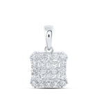 Princess Diamond Cluster Pendant | 10kt White Gold Square Pendant 5/8 Cttw | Splendid Jewellery - Splendid Jewellery