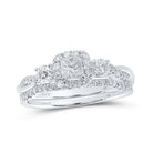 Princess Diamond Halo Majesty Bridal Wedding Ring Band Set - Splendid Jewellery