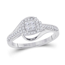 Load image into Gallery viewer, Princess Diamond Halo Square Ring - Timeless Elegance in 14kt White Gold - Splendid Jewellery
