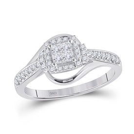 Princess Diamond Halo Square Ring - Timeless Elegance in 14kt White Gold - Splendid Jewellery