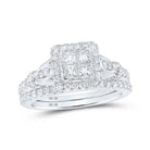 Princess Diamond Square Bridal Wedding Ring Band Set - 10kt White Gold, 7/8 Cttw - Splendid Jewellery