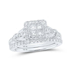 Princess Diamond Square Bridal Wedding Ring Band Set - 10kt White Gold, 7/8 Cttw - Splendid Jewellery