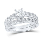 Princess Elegance: 14kt White Gold Diamond Bridal Wedding Ring Band Set - Splendid Jewellery