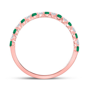 Princess Emerald and Diamond Alternating Stackable Band - Splendid Jewellery