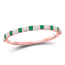 Load image into Gallery viewer, Princess Emerald and Diamond Alternating Stackable Band - Splendid Jewellery