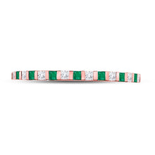 Load image into Gallery viewer, Princess Emerald and Diamond Alternating Stackable Band - Splendid Jewellery