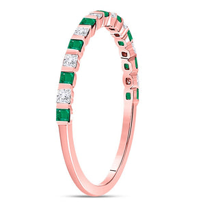 Princess Emerald and Diamond Alternating Stackable Band - Splendid Jewellery