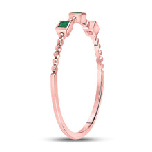 Load image into Gallery viewer, Princess Emerald Beaded Rose Gold Stackable Band - Alternate view 3 from Splendid Jewellery