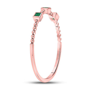 Princess Emerald Beaded Rose Gold Stackable Band - Splendid Jewellery