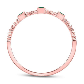 Princess Emerald Beaded Rose Gold Stackable Band - Alternate view 1 from Splendid Jewellery