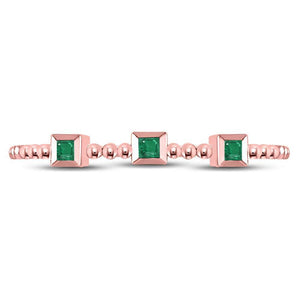 Princess Emerald Beaded Rose Gold Stackable Band - Splendid Jewellery