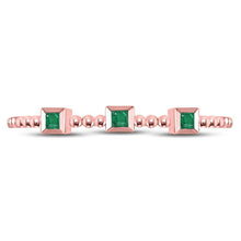 Load image into Gallery viewer, Princess Emerald Beaded Rose Gold Stackable Band - Splendid Jewellery