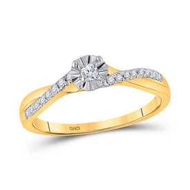 Captivating Love Knot Diamond Promise Ring in Two-Tone Gold Top view from the 10Kt Two Tone Gold Womens Round Diamond Twist Fashion Promise Ring 1 6 Cttwpin224435 collection by Splendid Jewellery