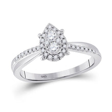 Load image into Gallery viewer, Pear Sparkle Promise Ring | 10kt White Gold Womens Round Diamond Cluster Pear Promise Ring 1/4 Cttw Top view from the 10Kt White Gold Womens Round Diamond Cluster Pear Promise Ring 1 4 Cttwpin287526 collection by Splendid Jewellery