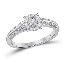 Load image into Gallery viewer, Dazzling Love: 10kt White Gold Womens Round Diamond Cluster Promise Ring Top view from the 10Kt White Gold Womens Round Diamond Cluster Promise Ring 1 10 Cttwpin98144 collection by Splendid Jewellery
