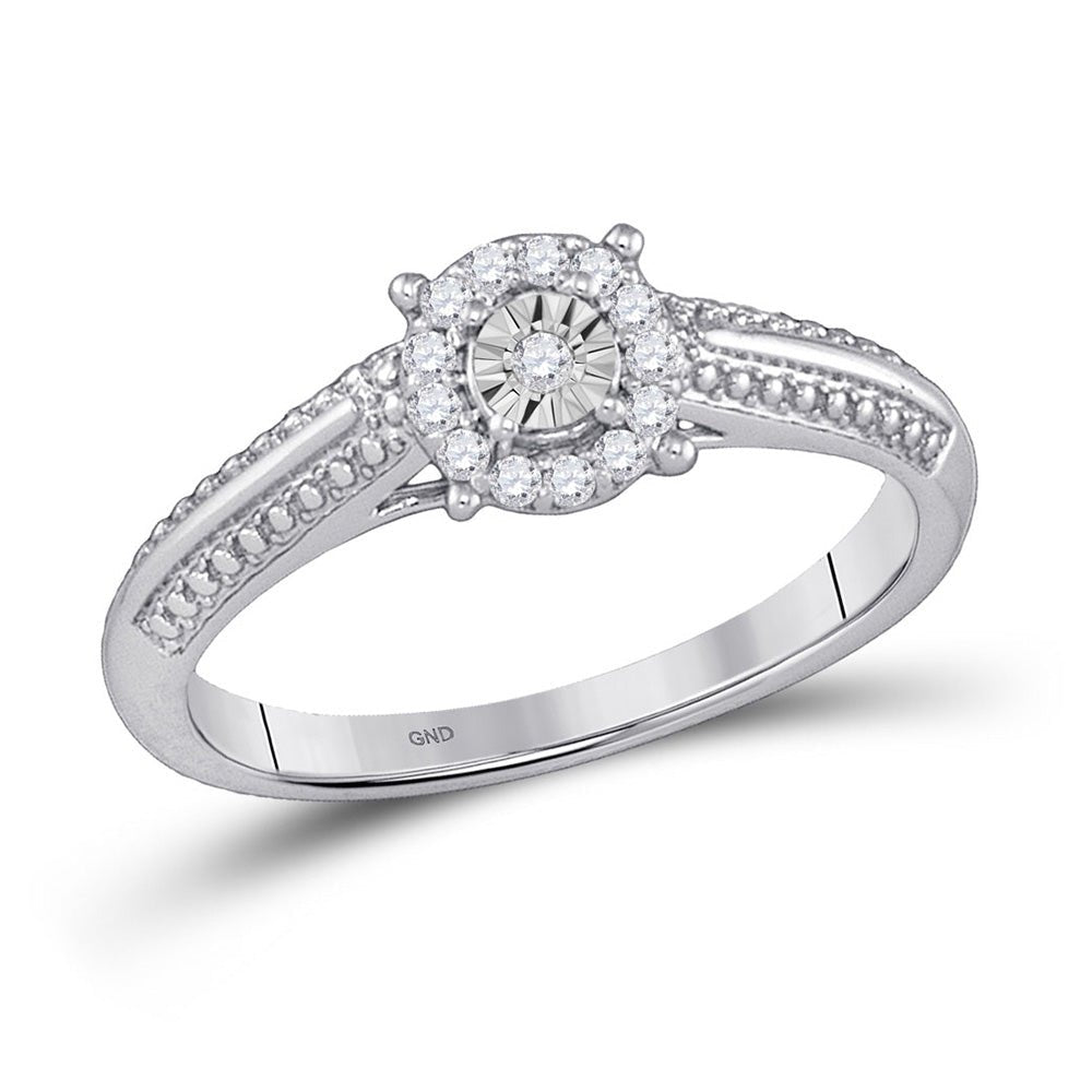 Promise Ring | 10kt White Gold Womens Round Diamond Cluster Promise Ring 1/10 Cttw | Splendid Jewellery GND