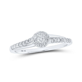 Radiant Halo Diamond Promise Ring in 10kt White Gold - 1/4 Cttw Top view from the 10Kt White Gold Womens Round Diamond Halo Promise Ring 1 4 Cttwpin214851 collection by Splendid Jewellery