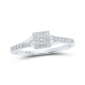 Radiant Elegance: 10kt White Gold Womens Round Diamond Halo Promise Ring 1/4 Cttw Top view from the 10Kt White Gold Womens Round Diamond Halo Promise Ring 1 4 Cttwpin214855 collection by Splendid Jewellery
