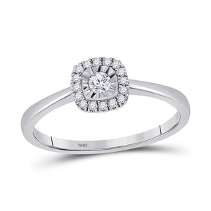 Promise Ring | 10kt White Gold Womens Round Diamond Halo Promise Ring 1/6 Cttw | Splendid Jewellery GND