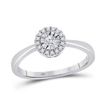 Load image into Gallery viewer, Dazzling Halo Diamond Promise Ring in 10kt White Gold Top view from the 10Kt White Gold Womens Round Diamond Halo Solitaire Promise Ring 1 6 Cttwpin285233 collection by Splendid Jewellery