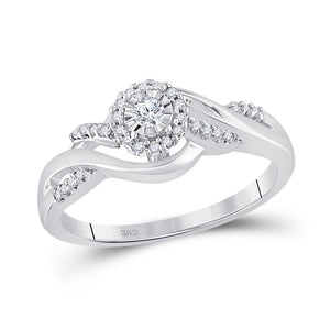 Promise Ring | 10kt White Gold Womens Round Diamond Solitaire Promise Ring 1/6 Cttw | Splendid Jewellery GND