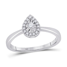 Load image into Gallery viewer, Enchanted Teardrop Halo Promise Ring Top view from the 10Kt White Gold Womens Round Diamond Teardrop Halo Promise Ring 1 6 Cttwpin285230 collection by Splendid Jewellery