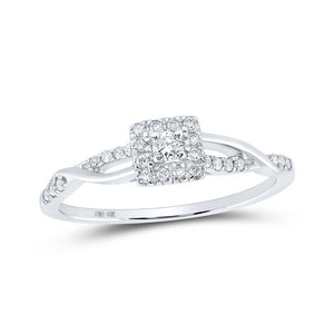 Promise Ring | 10kt White Gold Womens Round Diamond Twist Halo Promise Ring 1/5 Cttw | Splendid Jewellery GND
