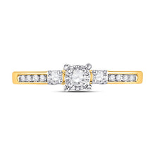 Load image into Gallery viewer, Radiant Love 10kt Yellow Gold Womens Round Diamond 3-stone Promise Ring product Side View from Splendid Jewellery